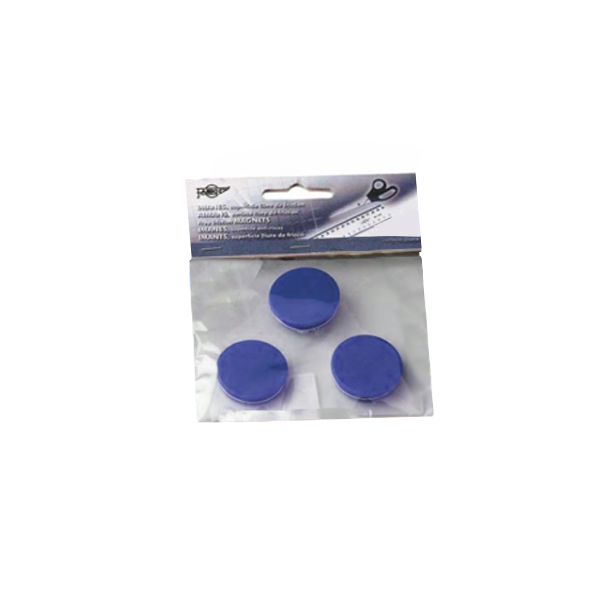 Blíster 3 fichas magnéticas 30 mm Azul