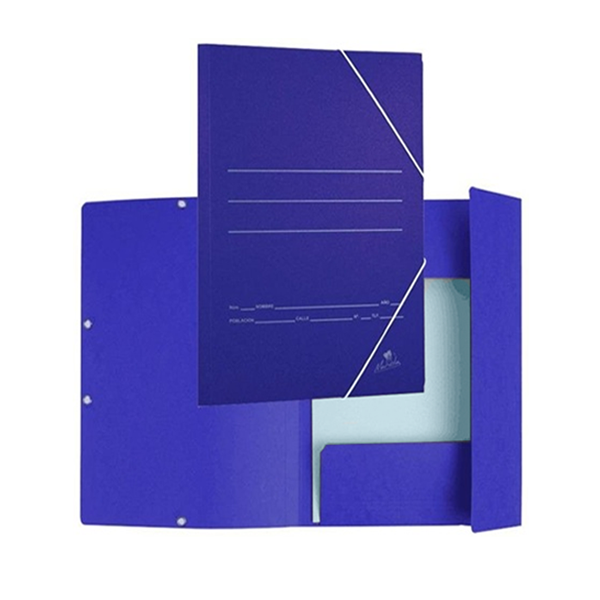 Carpeta gomas solapa cartón azul  folio