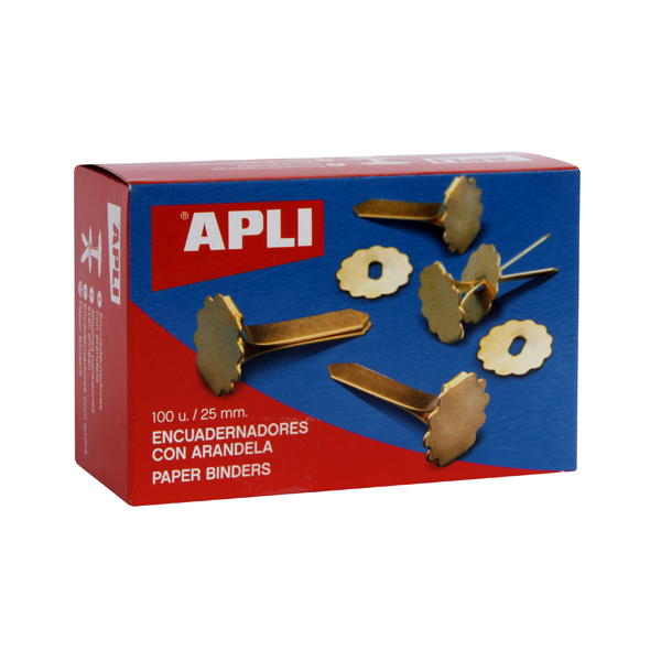 Encuadernadores metál. Apli con arandela 18 mm 100 u.