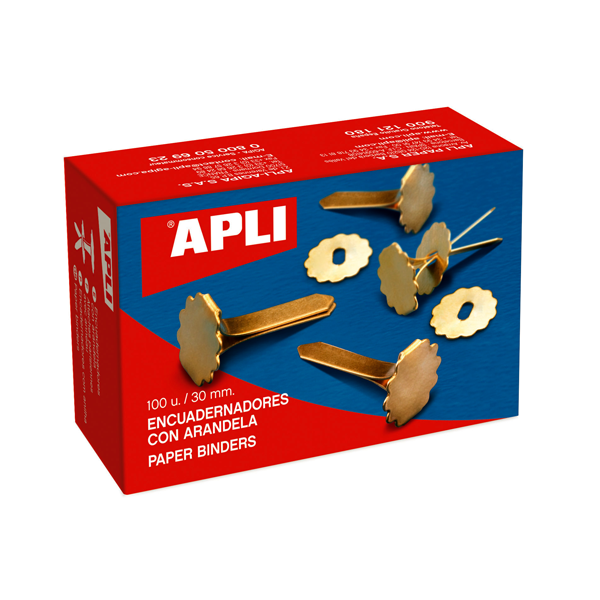 Encuadernadores metál. Apli con arandela 30 mm 100 u.