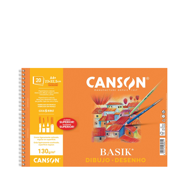 Bloc dibujo A4+ 20 h con recuadro. Canson Basik