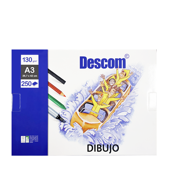 Láminas A3 liso 130 g Descom. Caja 205