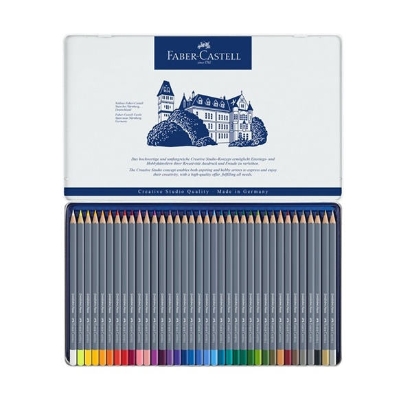 Lápices acuarelables Goldfaber Aqua. Estuche metal Caja 36