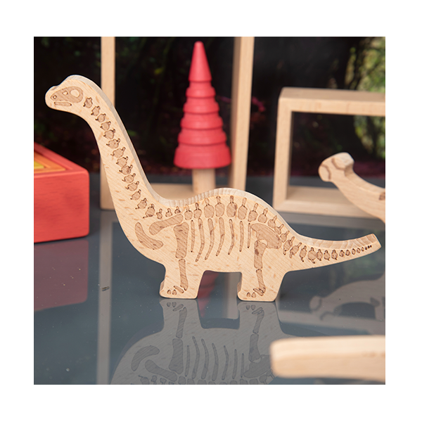 Set 10 bloques madera dinosaurios
