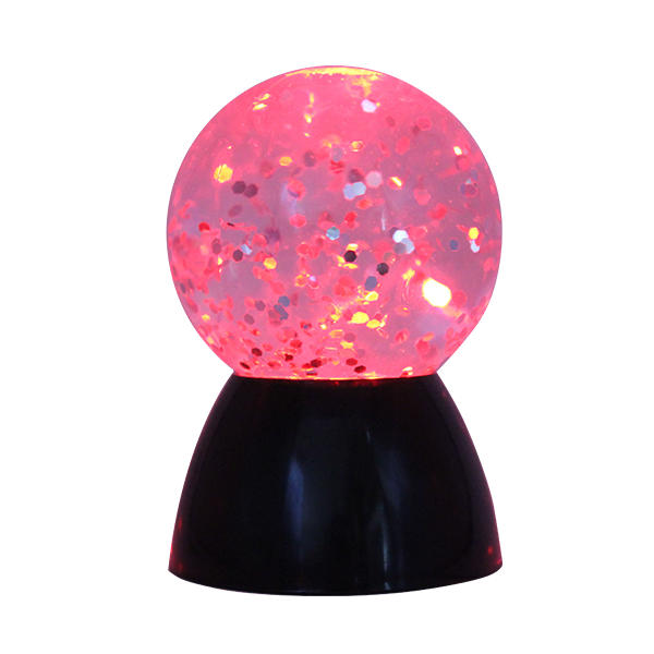 Luz bola agua purpurina sensorial