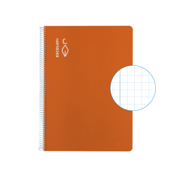 Cuaderno Escolofi f° 50 h. cuadrícula 6x6 margen Naranja