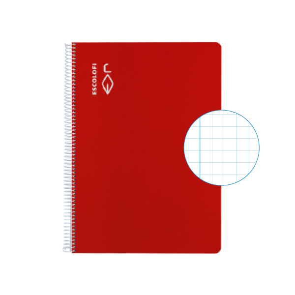 Cuaderno Escolofi f° 50 h. cuadrícula 6x6 margen Rojo