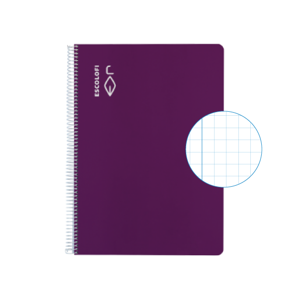 Cuaderno Escolofi f° 50 h. cuadrícula 6x6 margen Violeta