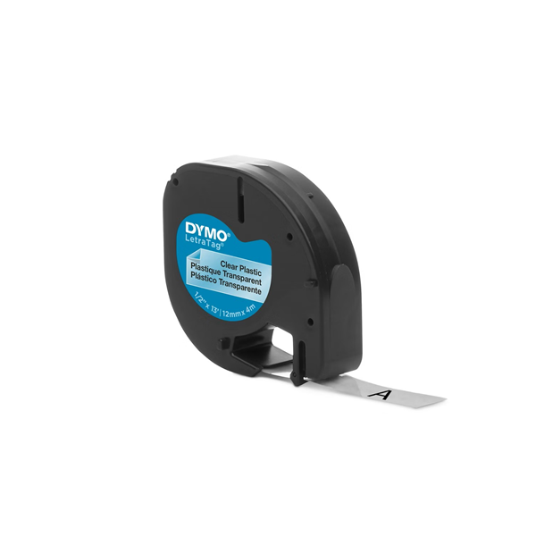 Cinta Letratag plástico 12 mm x 4 m Negro/Transp.