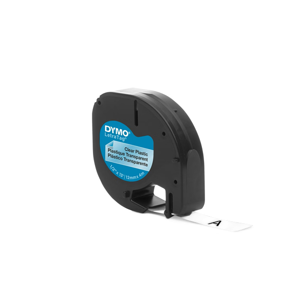 Cinta Letratag plástico 12 mm x 4 m Negro/Blanco