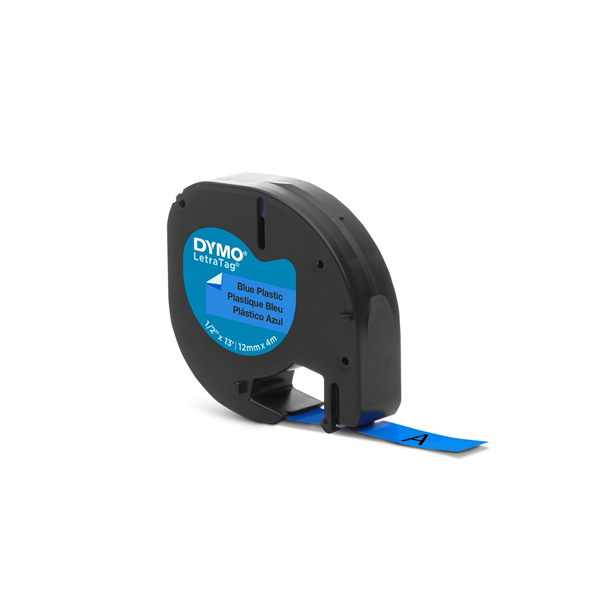 Cinta Letratag plástico 12 mm x 4 m Negro/Azul