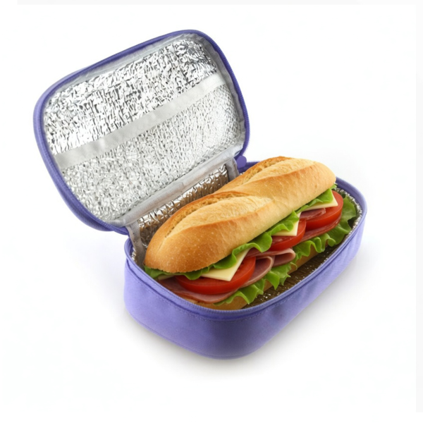 Portabocadillos Lunch bag isotérmico 12x22 cm Violeta